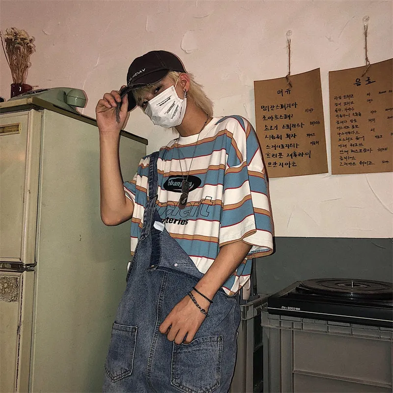 [ @jessicabelkin] "RETRO STRIPED LOOSE" SHORT SLEEVE T-SHIRT K070604REVIEW