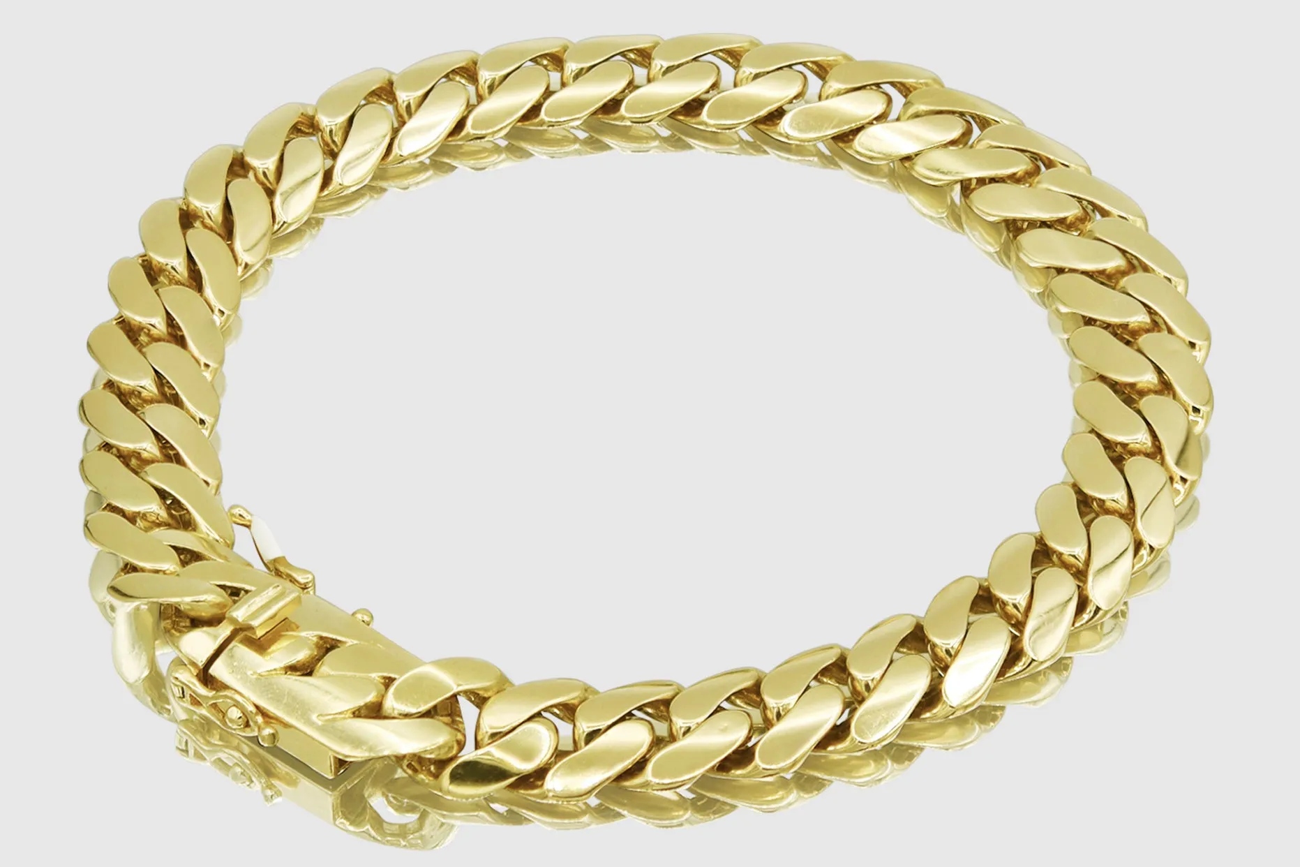 10.5mm Hollow 14K Miami Cuban Gold Flat Bracelet