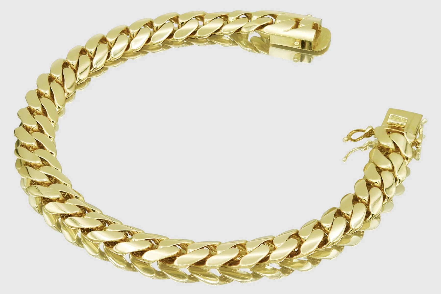 10.5mm Hollow 14K Miami Cuban Gold Flat Bracelet