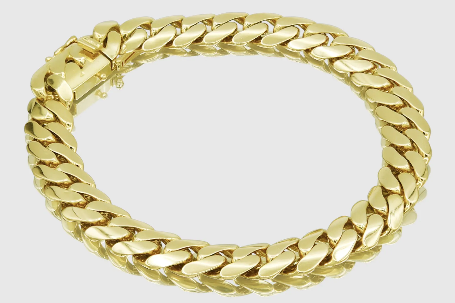 10.5mm Hollow 14K Miami Cuban Gold Flat Bracelet
