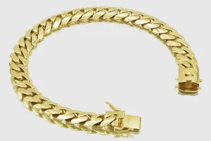 10.5mm Hollow 14K Miami Cuban Gold Flat Bracelet