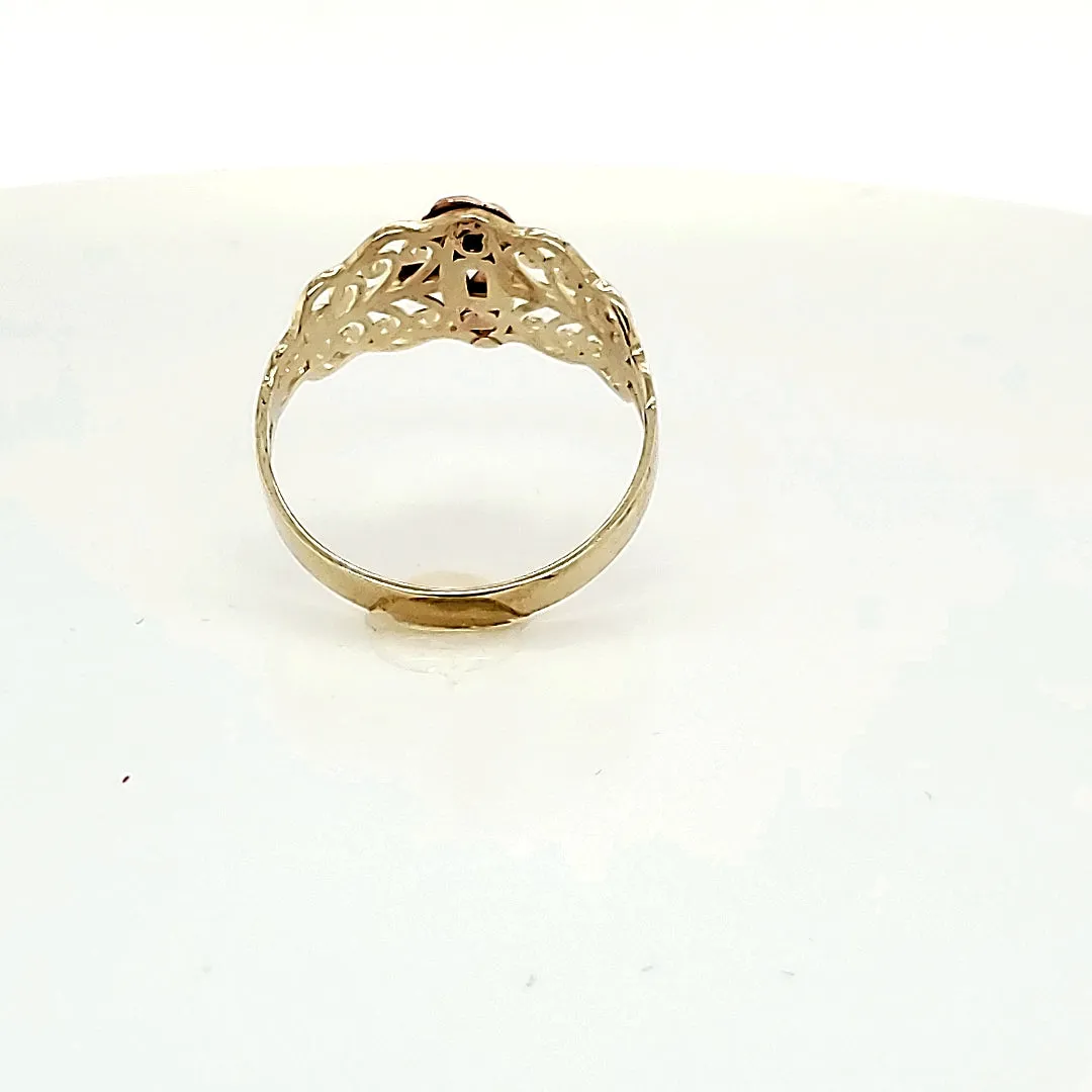 10K Solid Tri Color Gold Flower Style Ring For Women