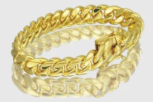 12mm Solid Miami Cuban Gold Bracelet