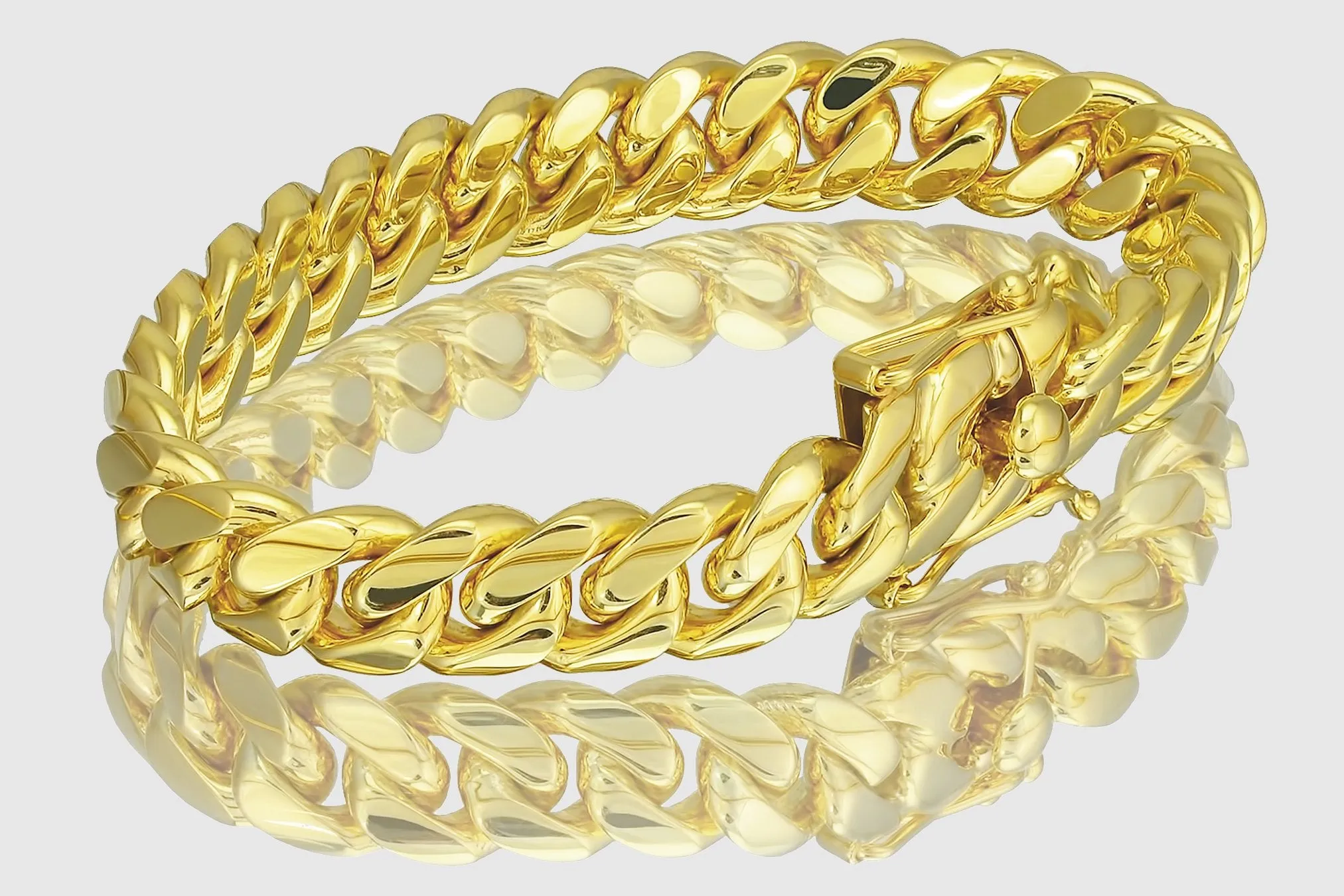 12mm Solid Miami Cuban Gold Bracelet