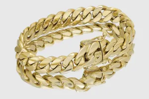 13mm Solid Miami Cuban Gold Bracelet