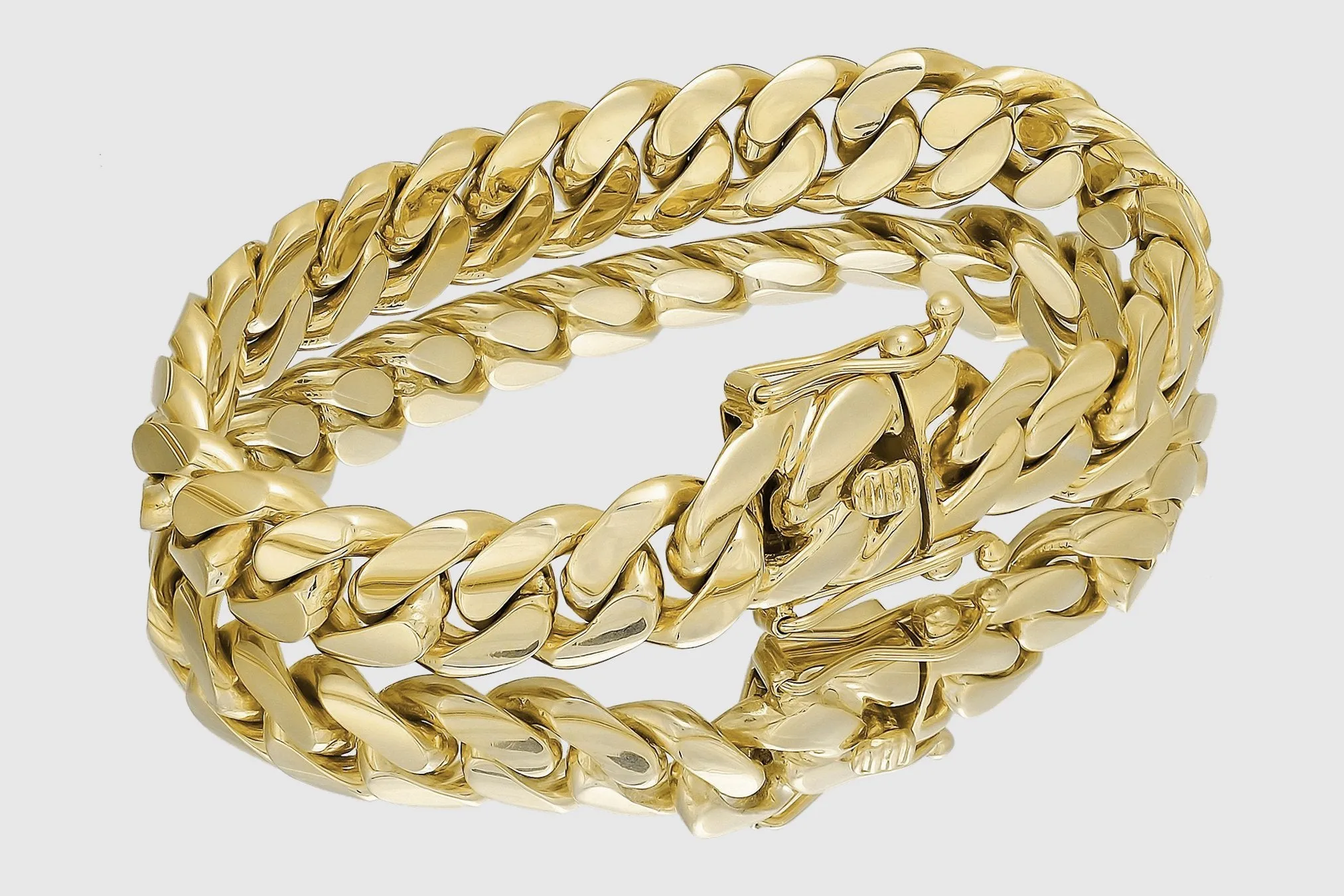 13mm Solid Miami Cuban Gold Bracelet