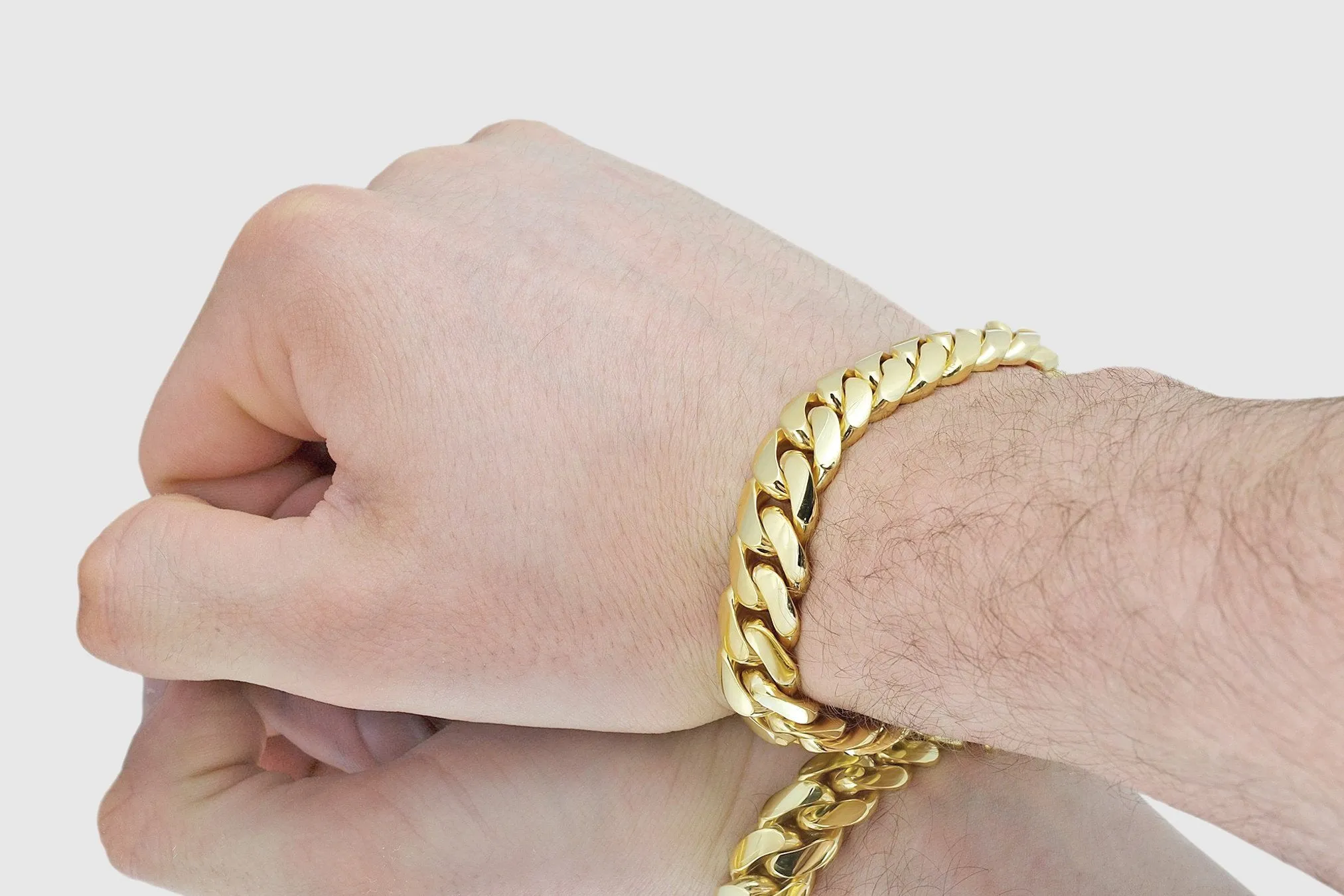 13mm Solid Miami Cuban Gold Bracelet