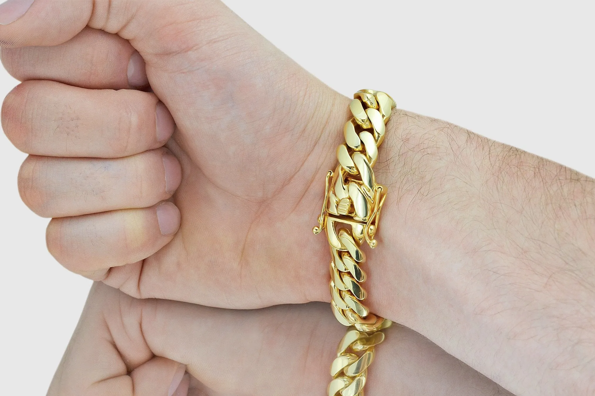 13mm Solid Miami Cuban Gold Bracelet