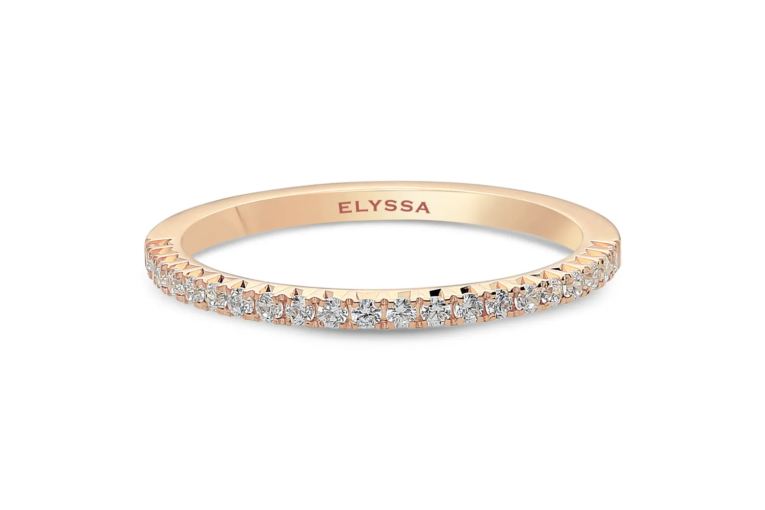 14K Gold 1.8mm French Cut Half Way Diamond Wedding Band