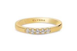 14K Gold 2.2mm 5 stone Diamond Wedding Band
