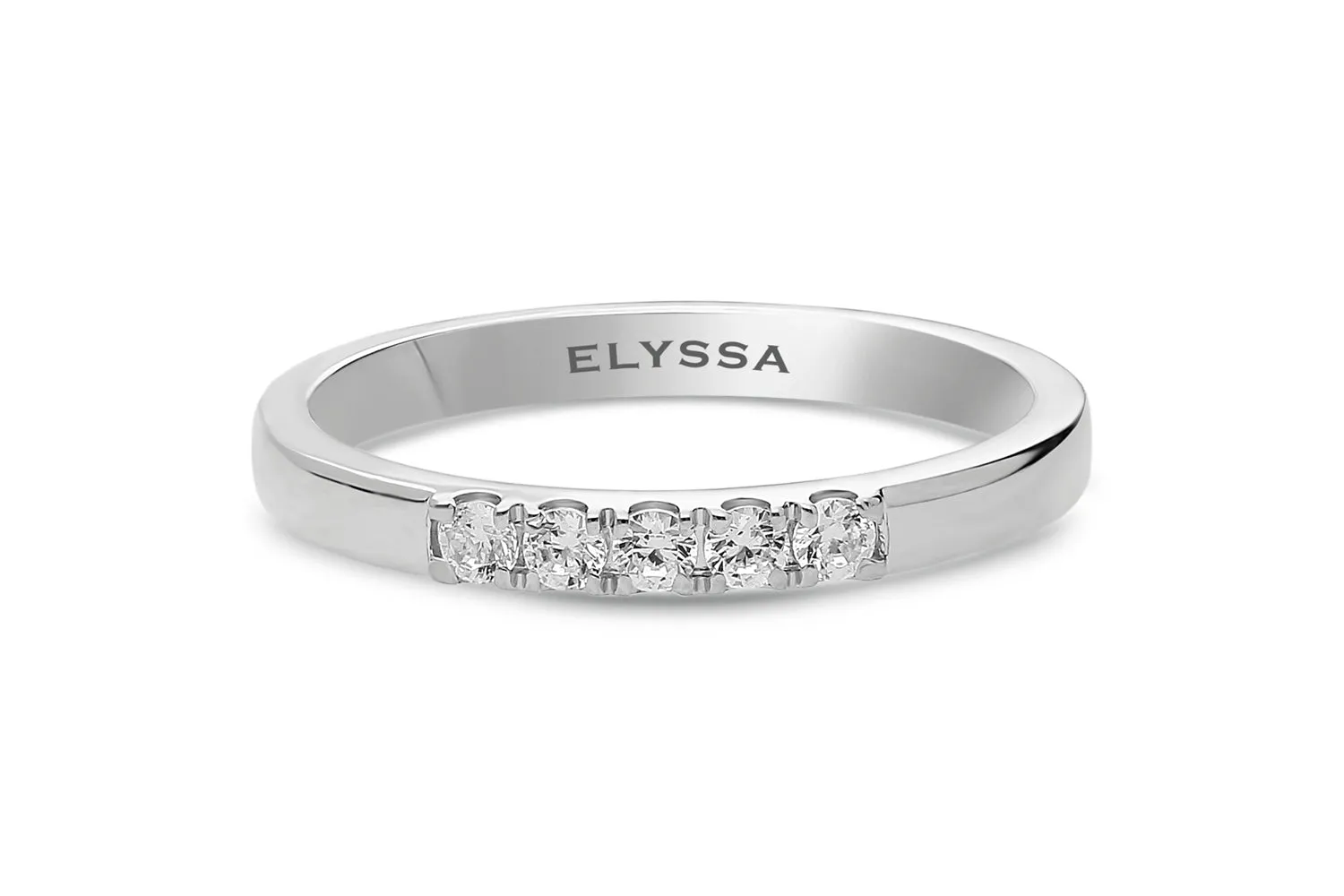 14K Gold 2.2mm 5 stone Diamond Wedding Band