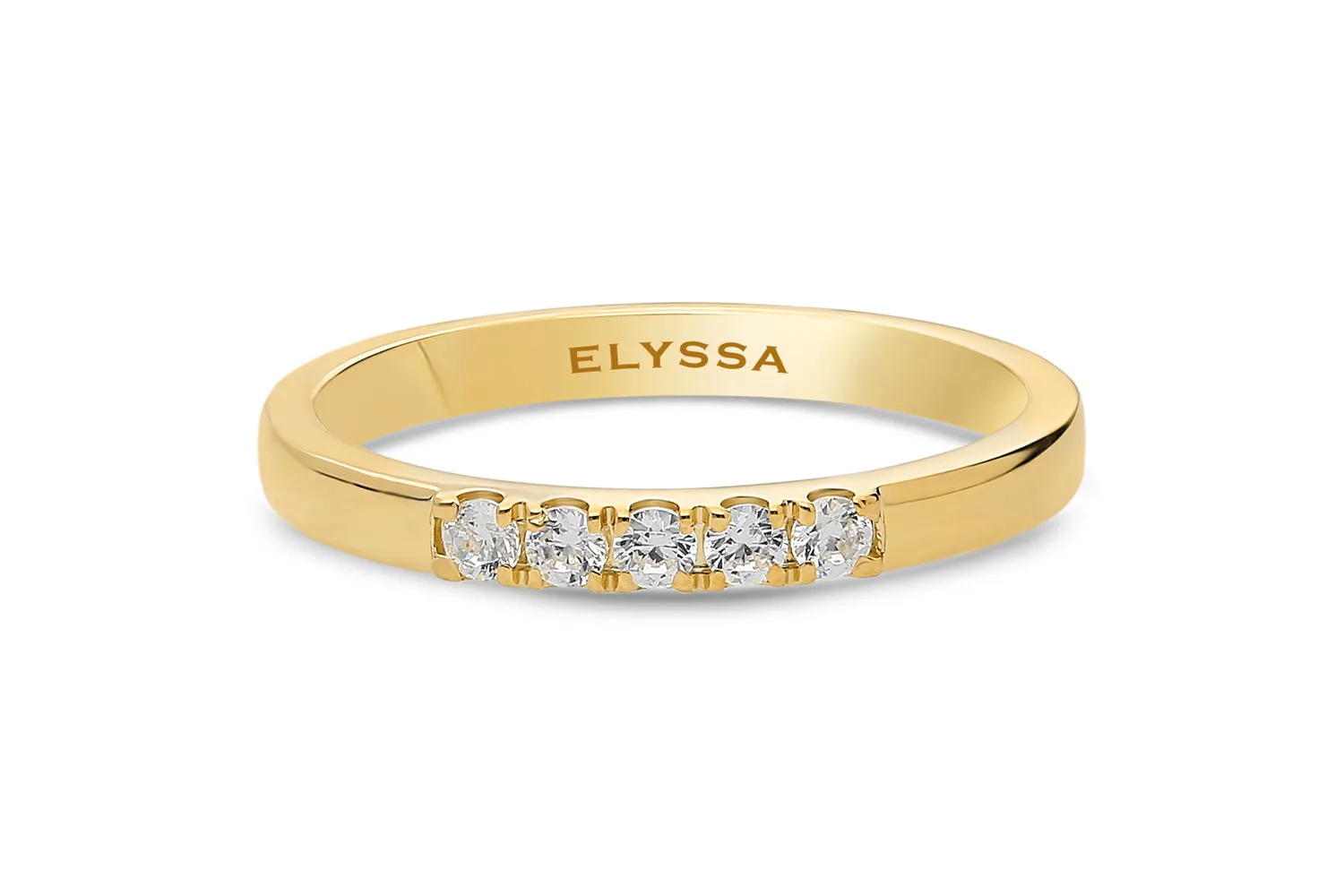 14K Gold 2.2mm 5 stone Diamond Wedding Band