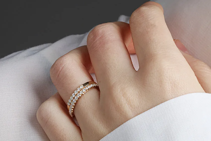 14K Gold 2.2mm 7 stone Diamond Wedding Band