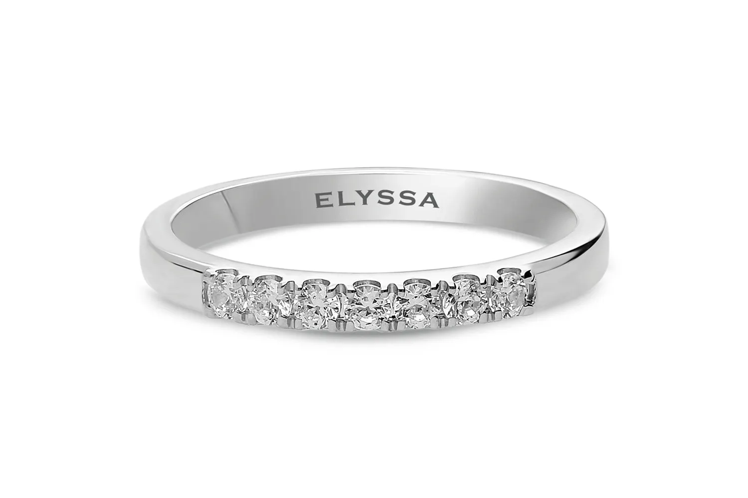 14K Gold 2.2mm 7 stone Diamond Wedding Band