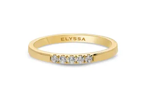 14K Gold 2mm 5 stone Diamond Wedding Band
