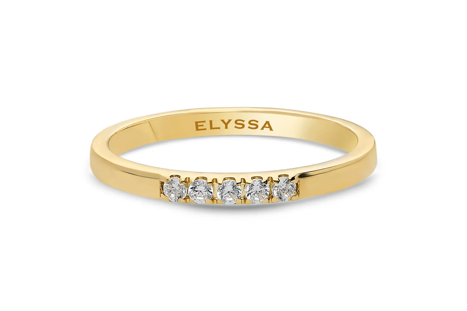 14K Gold 2mm 5 stone Diamond Wedding Band