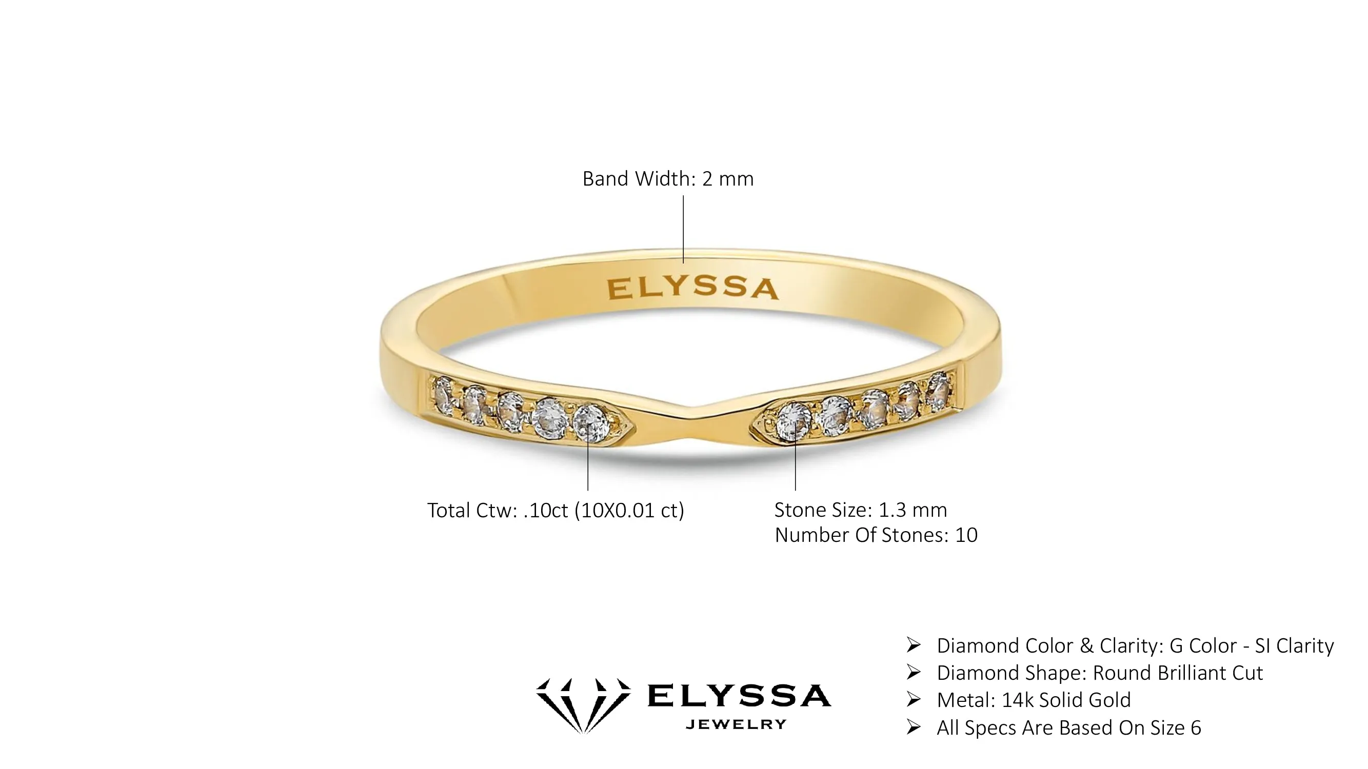 14K Gold 2mm Thin X Diamond Wedding Band
