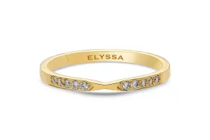 14K Gold 2mm Thin X Diamond Wedding Band