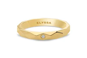 14K Gold 3mm Multi Faceted Wedding Band A Single Diamond