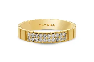 14K Gold 4mm Two Row Edged Diamond Wedding Band