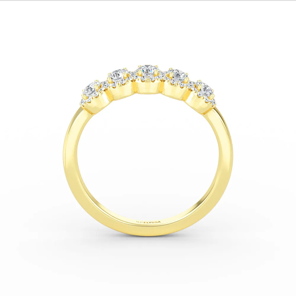 14K Gold 5 Stone Diamond Annivesary Ring