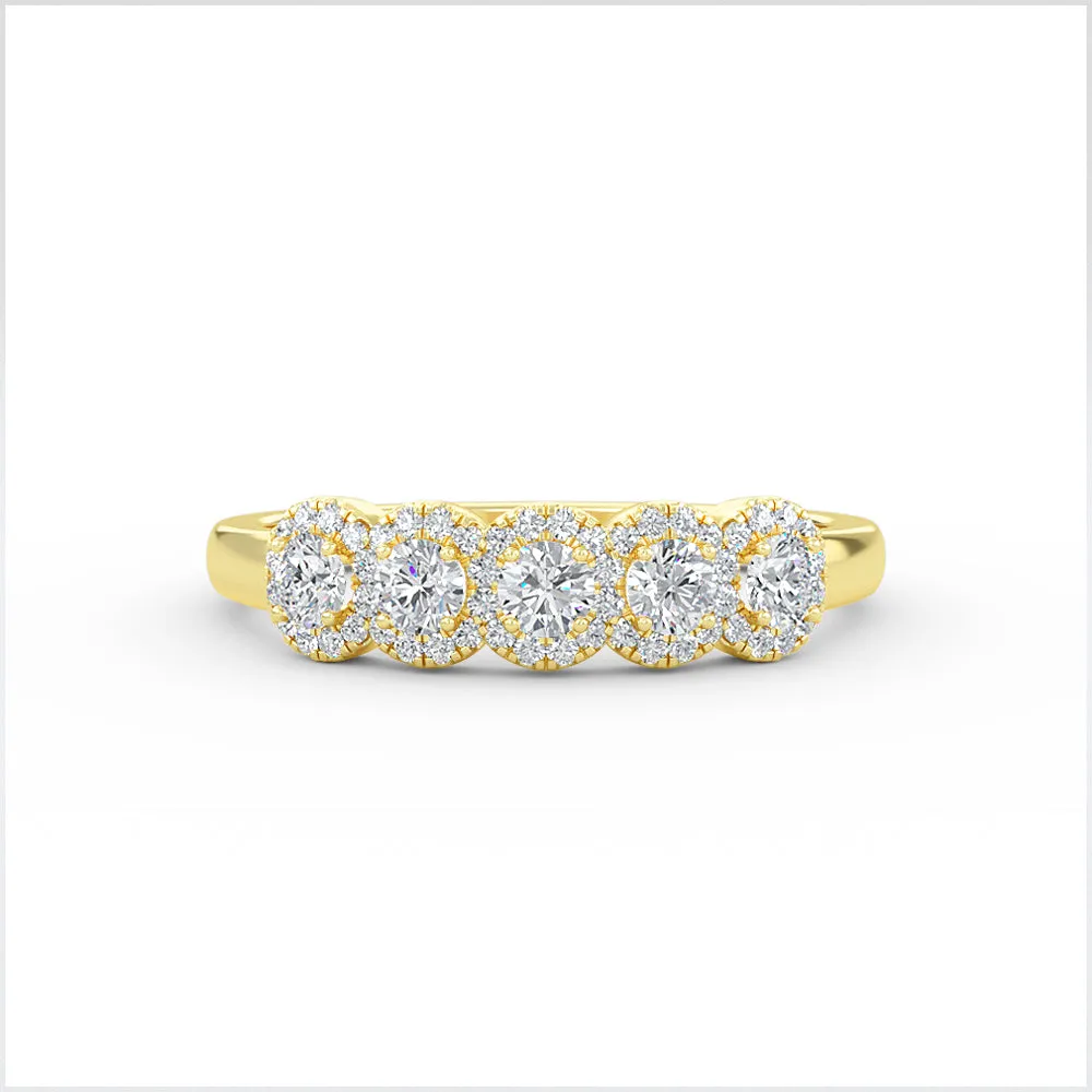 14K Gold 5 Stone Diamond Annivesary Ring