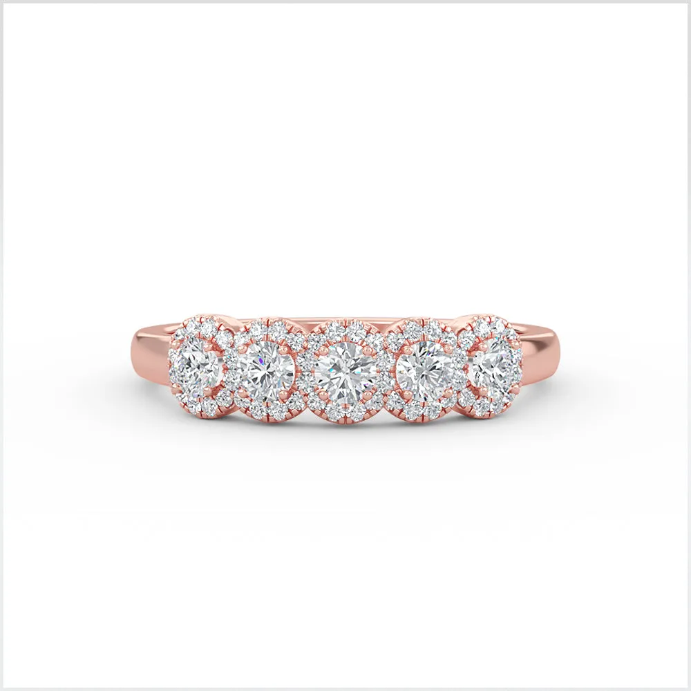 14K Gold 5 Stone Diamond Annivesary Ring