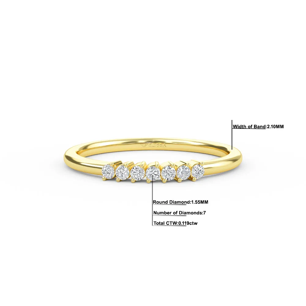 14K Gold 7 Stone Diamond Wedding Band