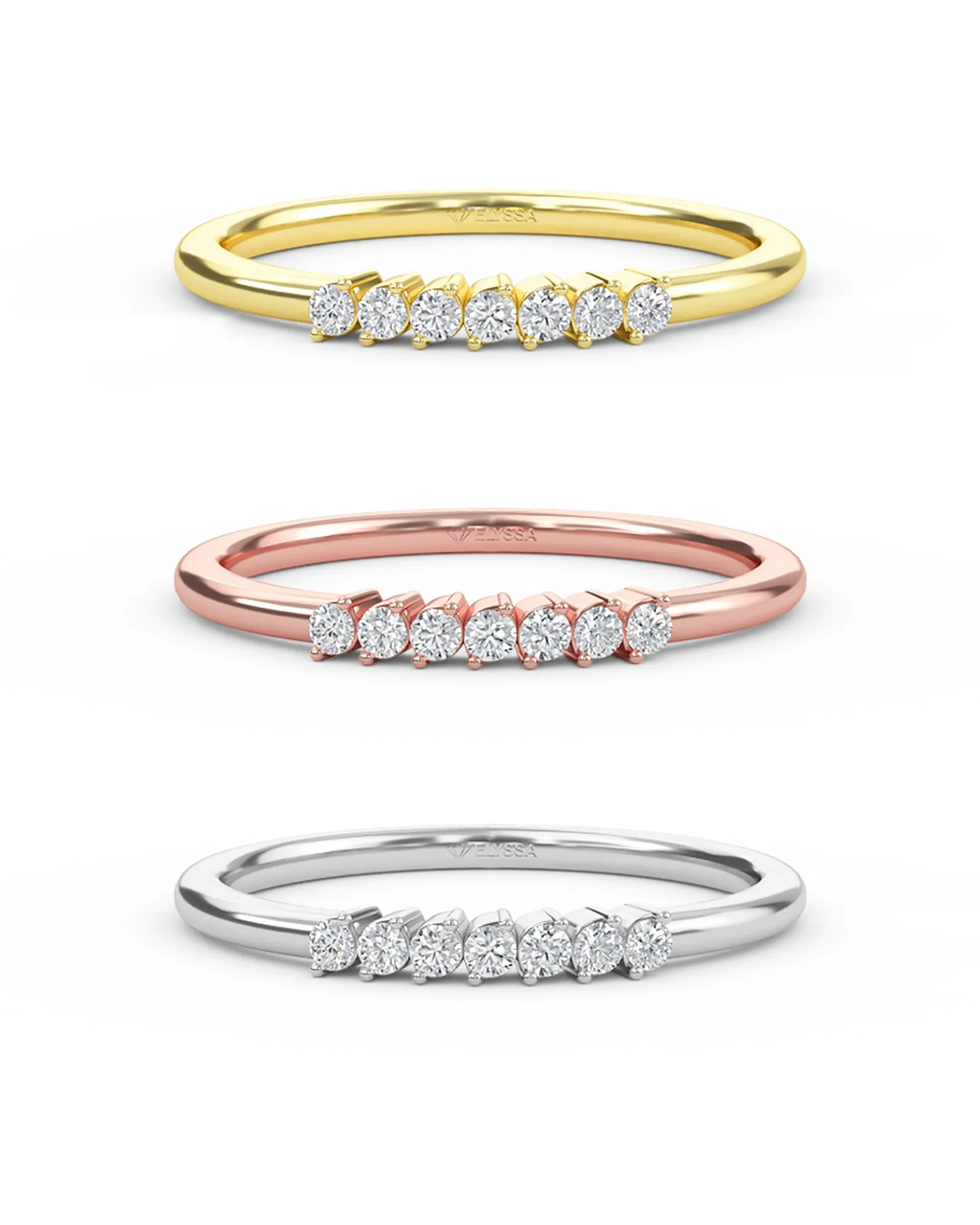 14K Gold 7 Stone Diamond Wedding Band
