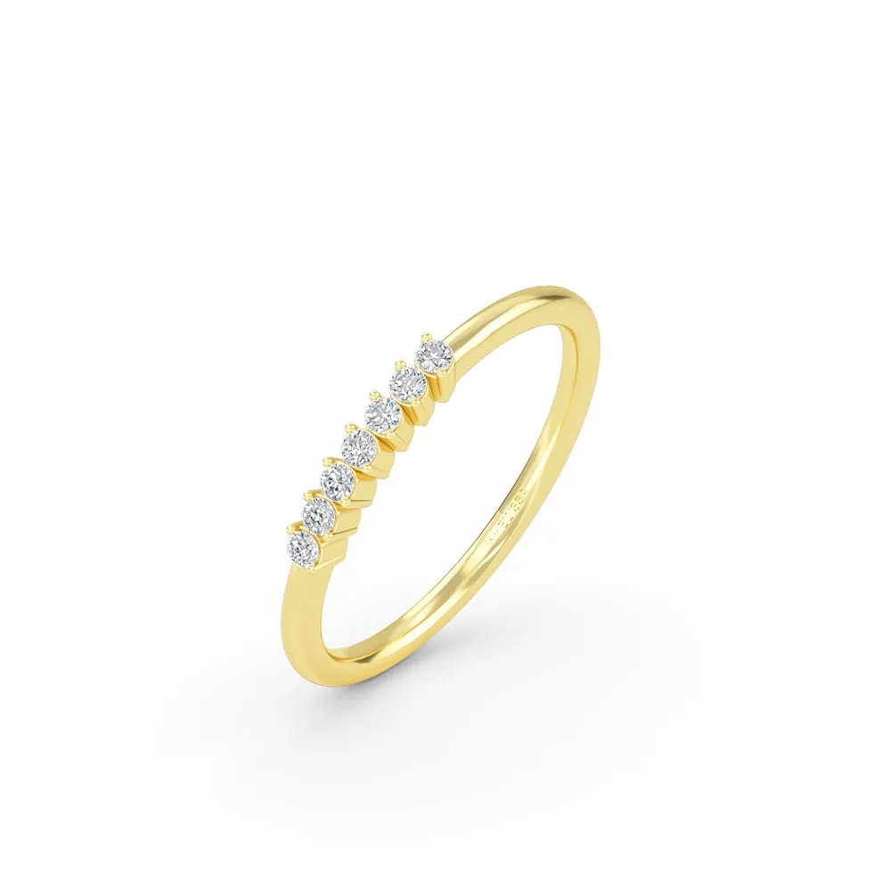 14K Gold 7 Stone Diamond Wedding Band