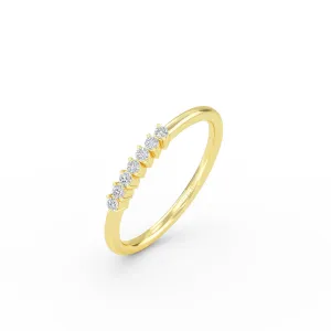 14K Gold 7 Stone Diamond Wedding Band