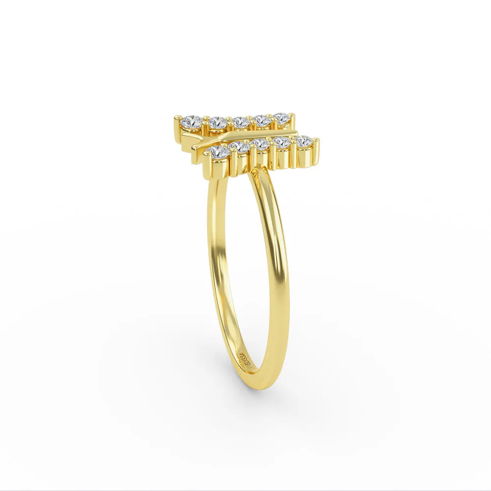 14K Gold Diamond Butterfly Gold Ring