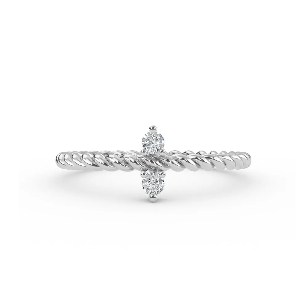 14K Gold Diamond Twisted Gold Band