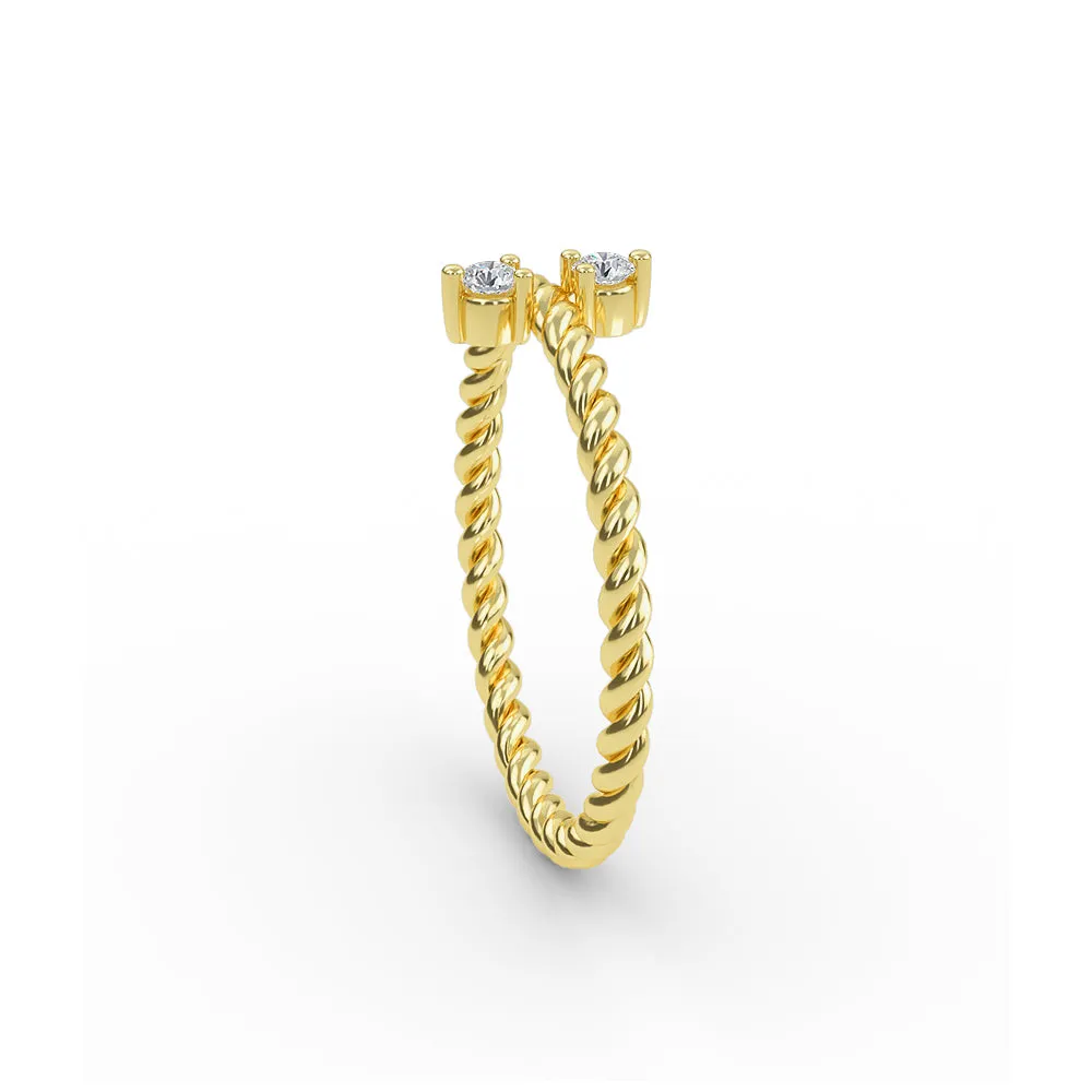 14K Gold Diamond Twisted Gold Band