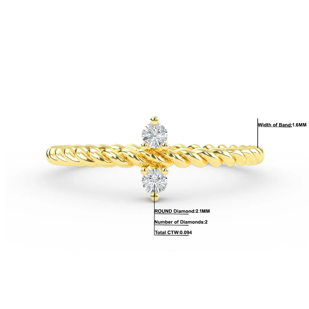 14K Gold Diamond Twisted Gold Band