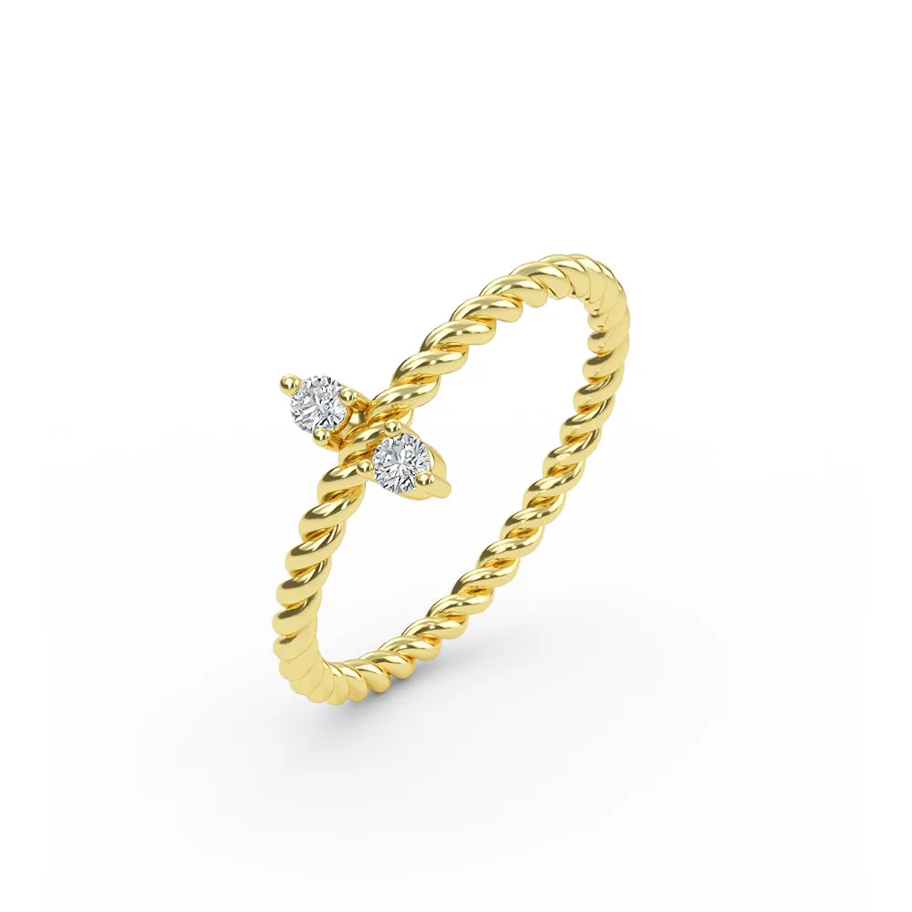 14K Gold Diamond Twisted Gold Band