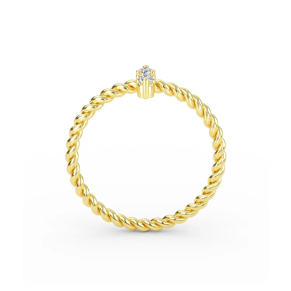 14K Gold Diamond Twisted Gold Band