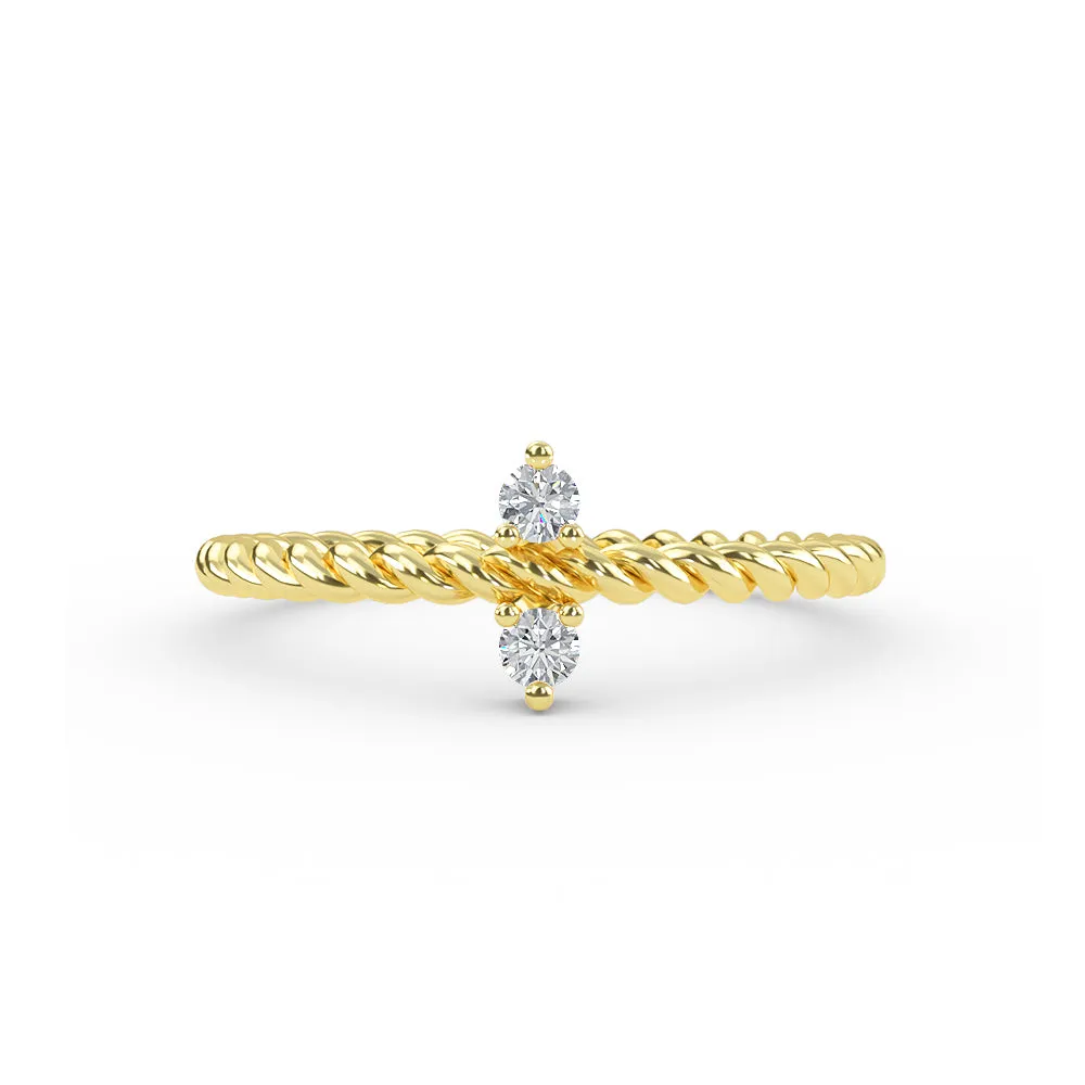 14K Gold Diamond Twisted Gold Band