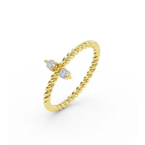 14K Gold Diamond Twisted Gold Band
