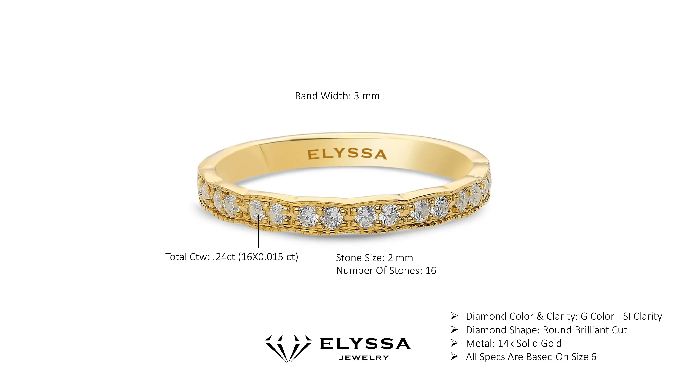 14K Gold Diamond Wedding Band with Side Miligrain