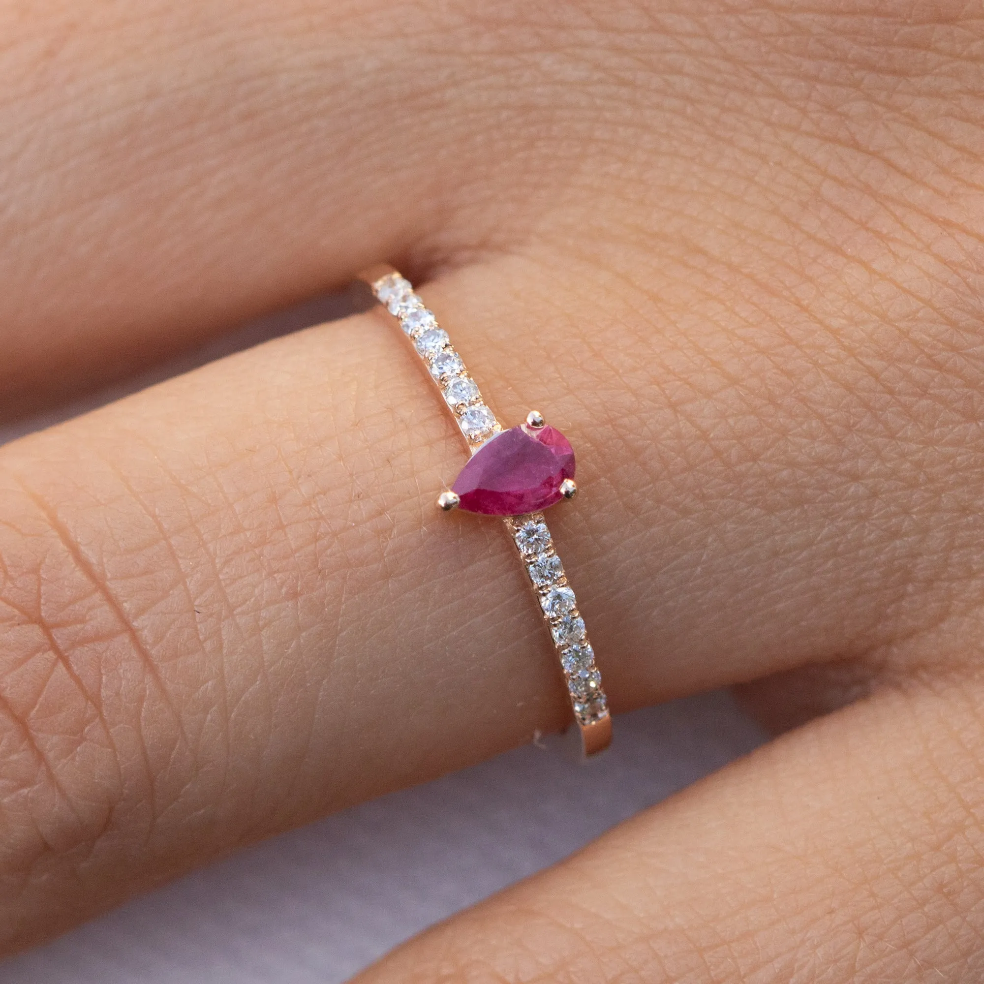 14K Gold Natural Ruby and Diamond Engagement Ring