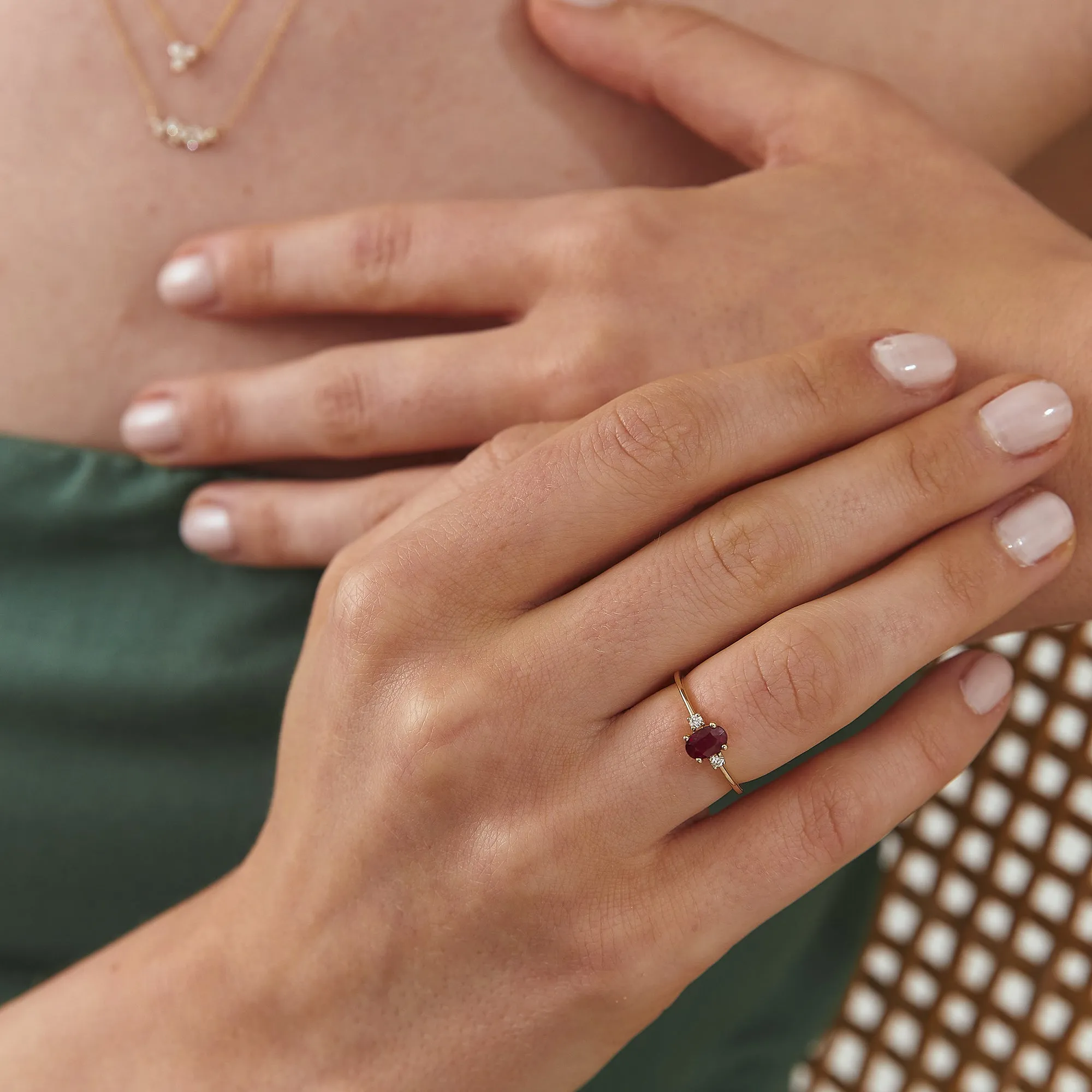 14K Gold Oval Cut Natural Ruby Ring
