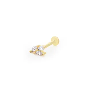 14k Gold Triple Marquise Stone Tragus Piercing
