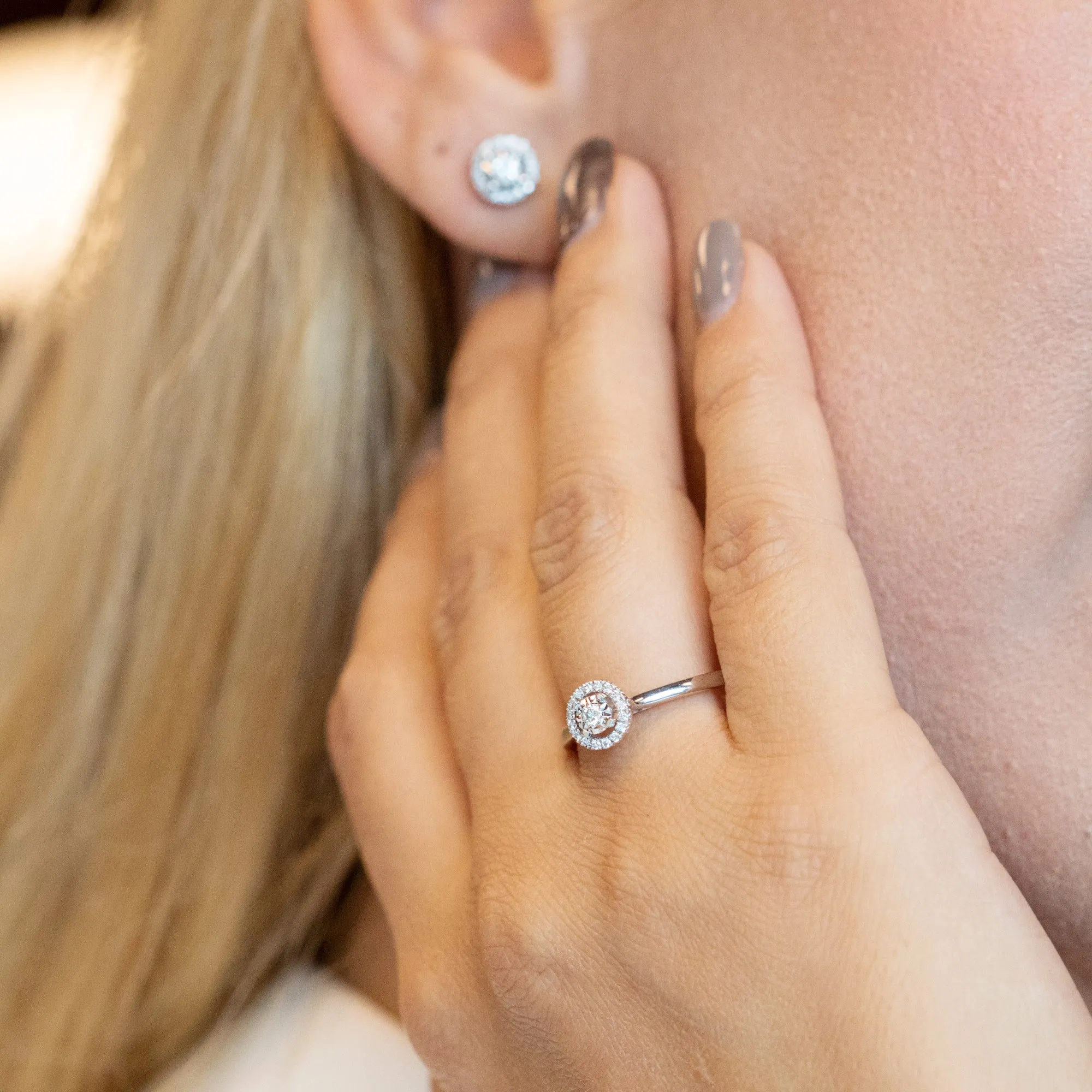 14K Halo Diamond Ring