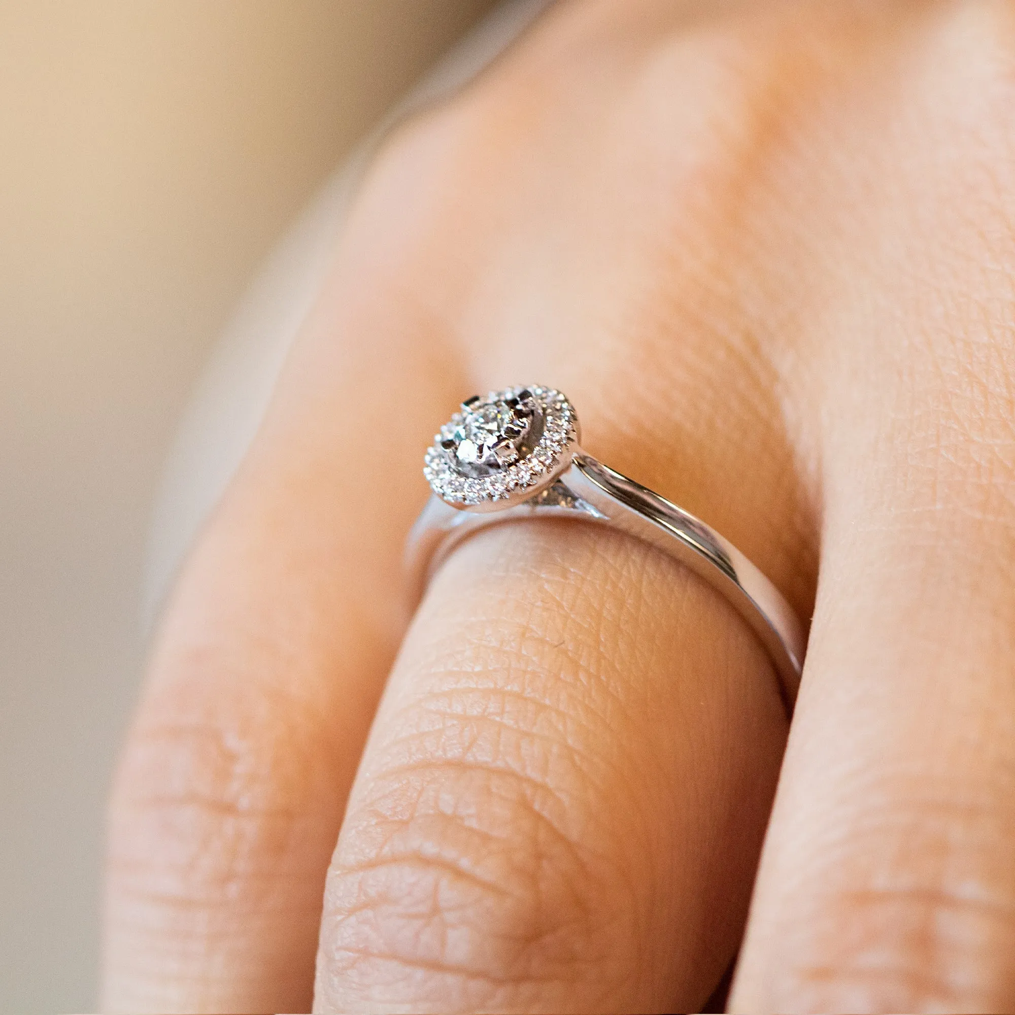 14K Halo Diamond Ring