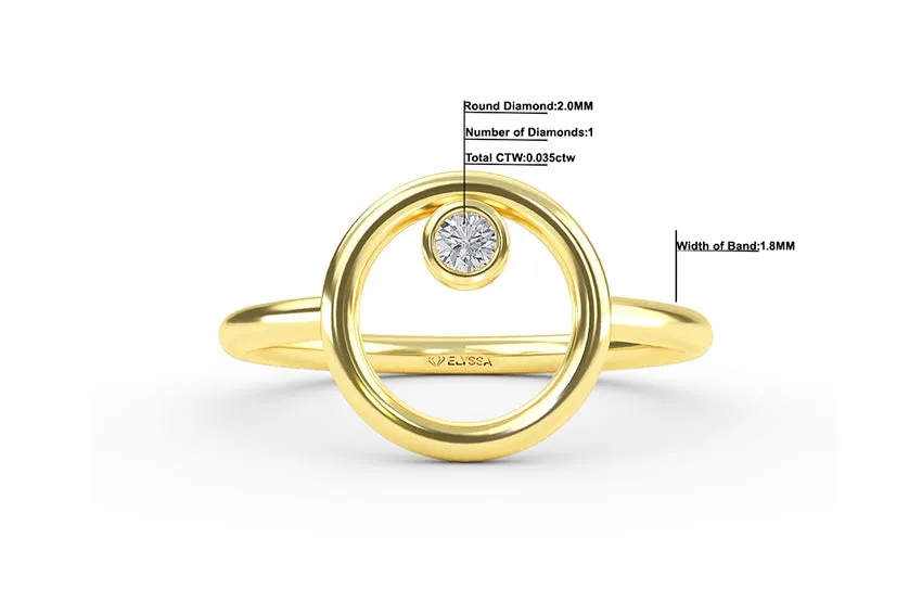 14K Solid Gold Open Circle Diamond Wedding Band