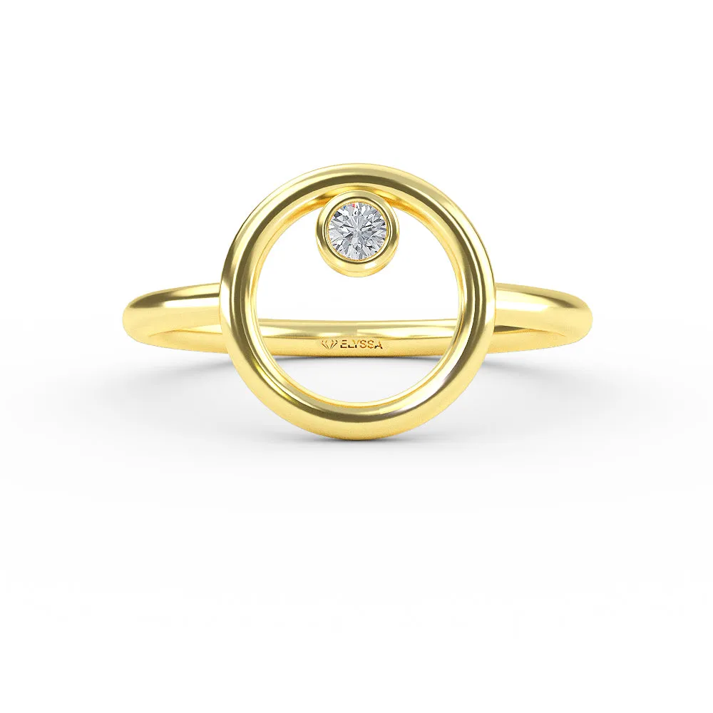 14K Solid Gold Open Circle Diamond Wedding Band