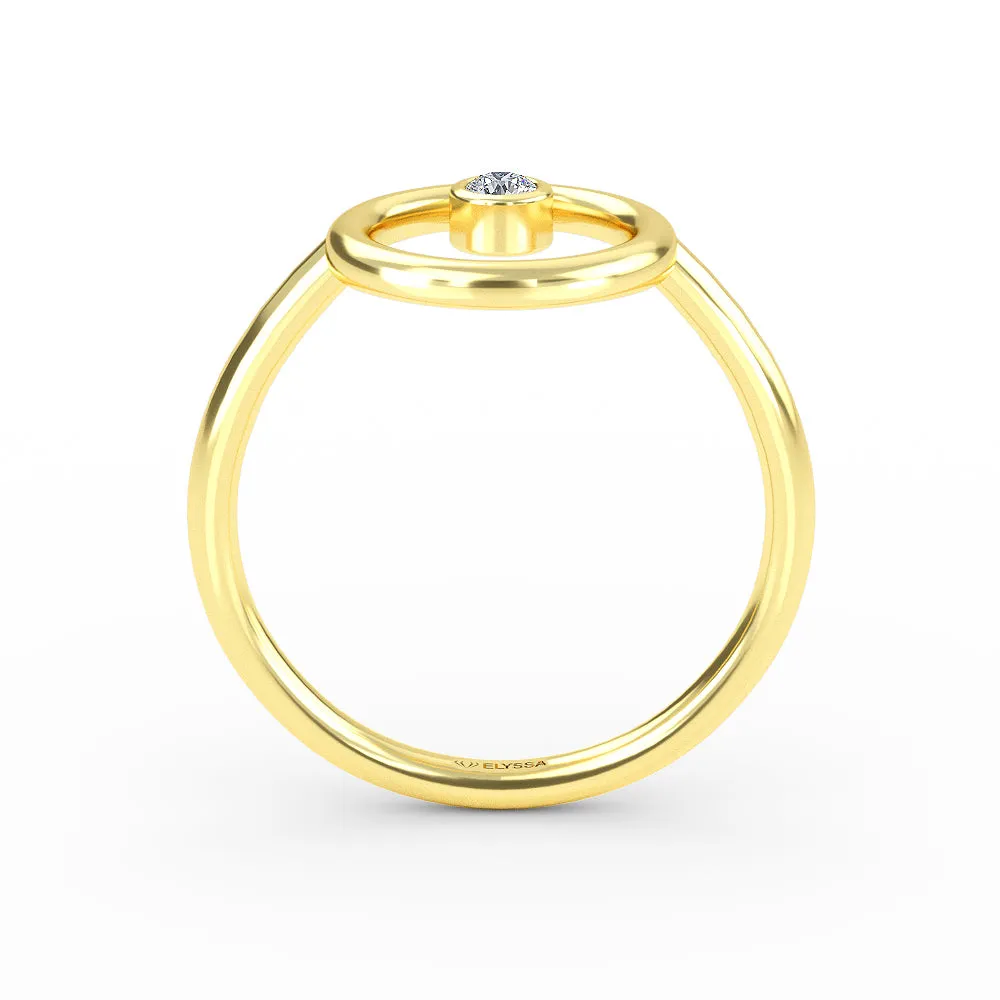 14K Solid Gold Open Circle Diamond Wedding Band