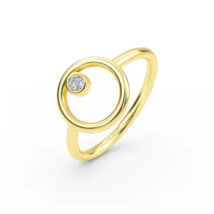 14K Solid Gold Open Circle Diamond Wedding Band