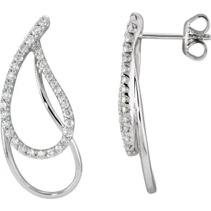 14k White Gold 3/4 CTW Diamond Teardrop Earrings